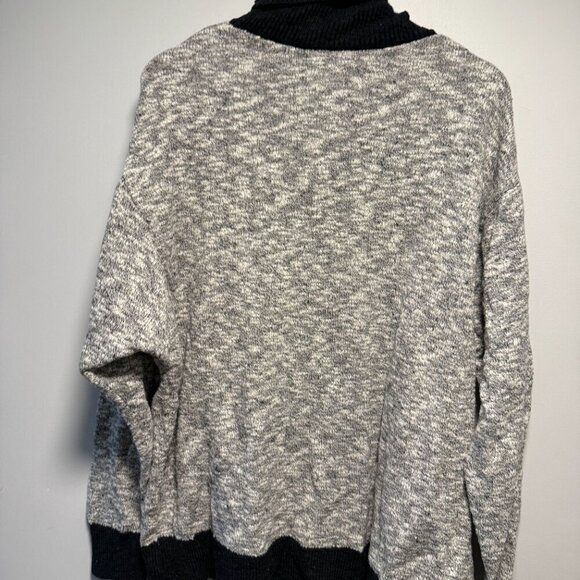 LL Bean Signature Cotton Linen Summer Cowl Neck Sweater Black Marl Large - Picture 5 of 5